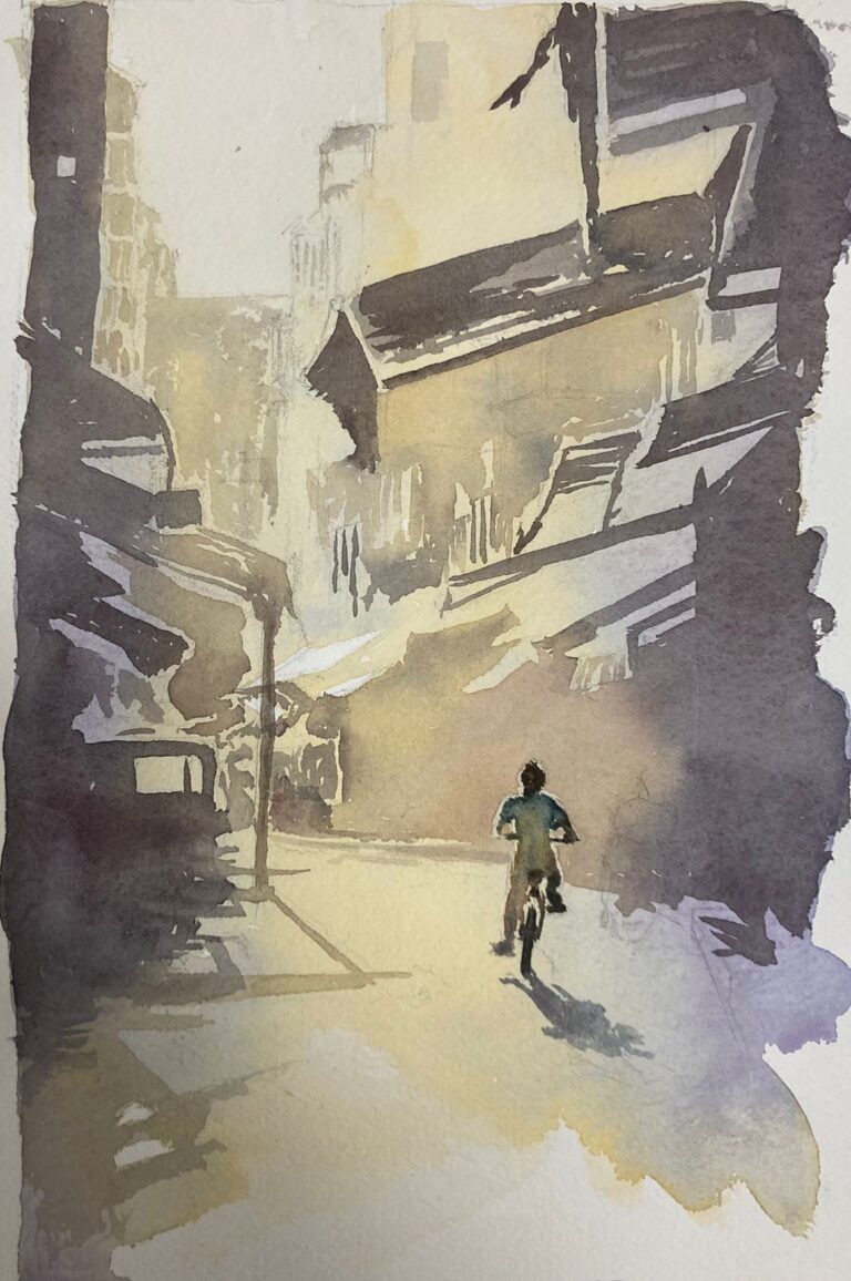 cours d'aquarelle avec Michel Perot - aquarelle urbaine chine