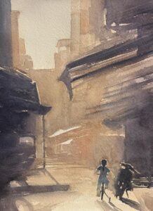 cours d'aquarelle urbaine avec Michel Perot