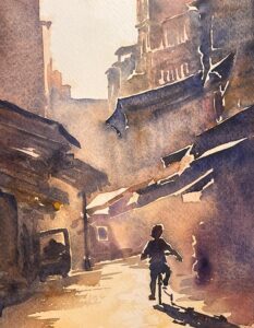 cours d'aquarelle urbaine avec Michel Perot