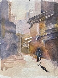 cours d'aquarelle urbaine avec Michel Perot